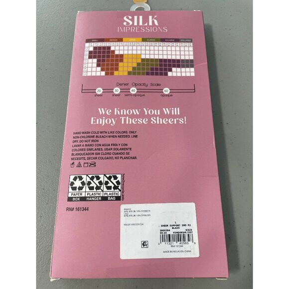 Silk Impressions Pantyhose Size Large Light Support Sheer 20 Denier 2 Pairs NEW - Picture 4 of 6